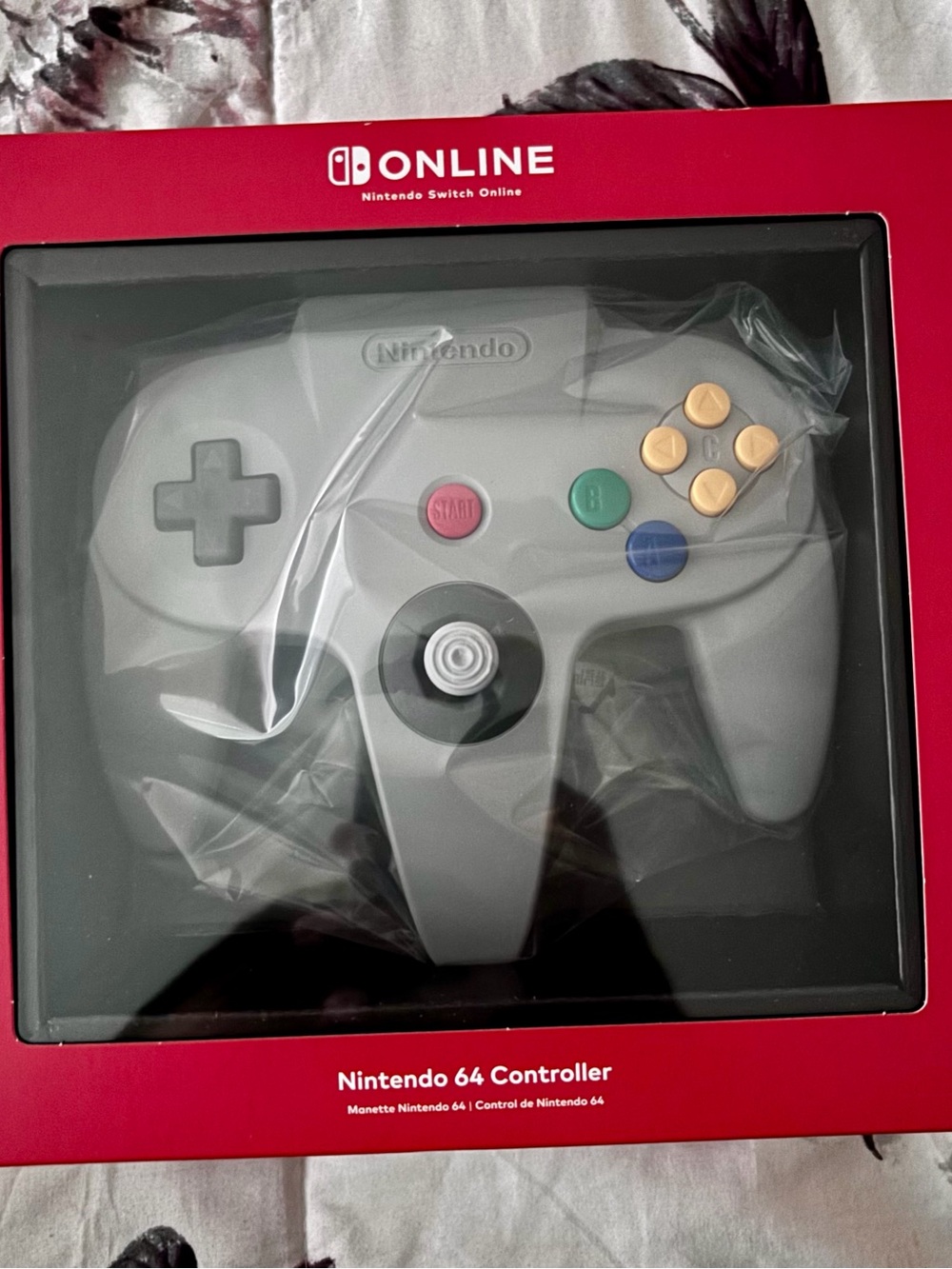 Nintendo N64 Style Controller in Light Gray with Multicolor Buttons